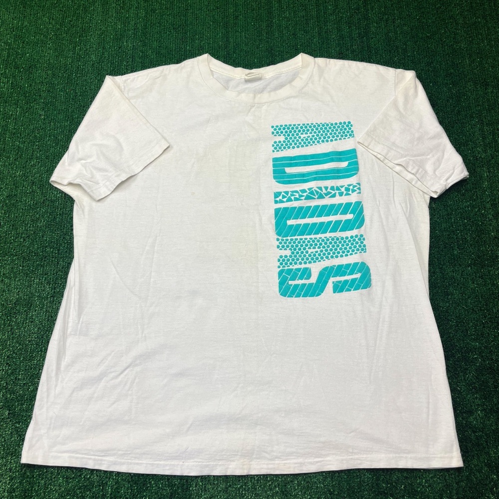 Adidas Men's White and Blue Graphic Tee